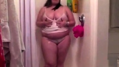 Sexy BBW Stripping in the shower - CassianoBR