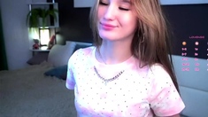 Cute curly brunette solo webcam masturbation