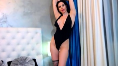 Hot brunette close up pussy masturbation on cam