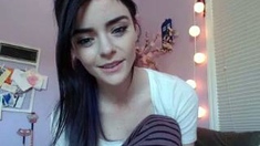 Cute curly brunette solo webcam masturbation