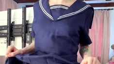Japanese Teen In Uniform Banged Sideways