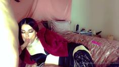 Amateur shemale tranny facialized after a blowjob