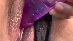 Girls Out West Amateur double toy masturbation