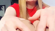 Curly Blonde Teen Records Solo Dildo Masturbation More at