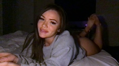 Sexy ass brunette momma with large boobies with foot fetish