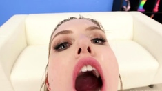 Brunette Slut Gives Blowjob To Big Cock Outdoors