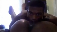 Ebony Squirts On Webcam: Eating Good!