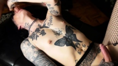 Shemale Tranny Sucks Dildo Blowjob
