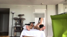 Behind the scenes of brunettes hardcore massage scene