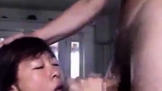 Asian horny mom gets her face full of cum