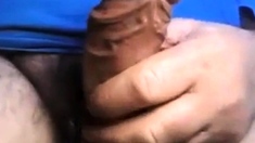 Dad Stroking His Thick Uncut Cock On Cam (no Cum)