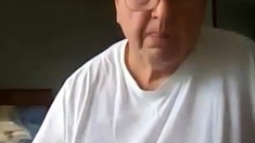 old man jerking his big dick